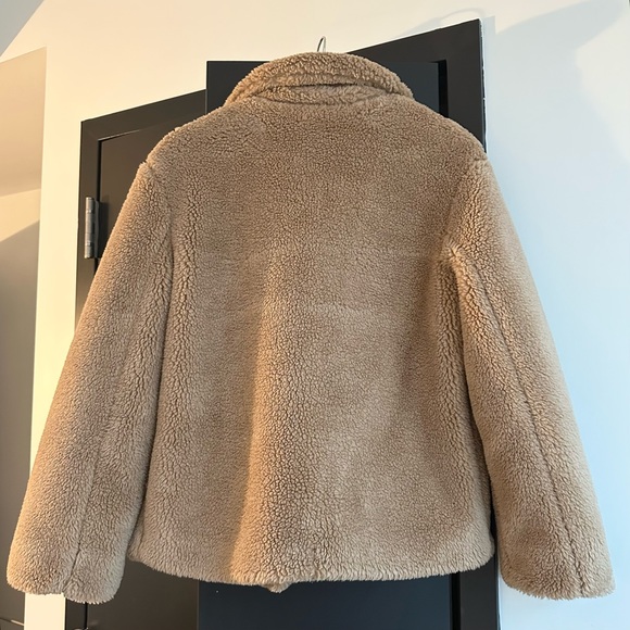 Teddy faux shearling sherpa button up jacket coat with pockets - Picture 6 of 8
